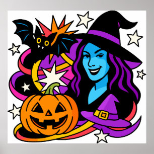 Póster Halloween: la bruja de la banda PNG, espeluznante 