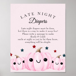Póster Halloween Late Night Diapers Baby Shower Game