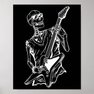 Póster Halloween Lazy Costume Skeleton Guitarra