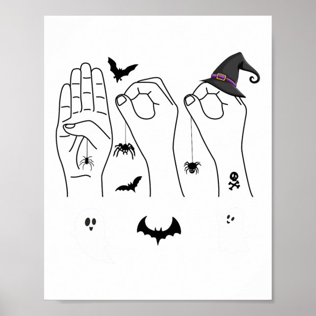 Póster Halloween Lenguaje De Rótulo A Mano Orgullo Sordo  (Frente)