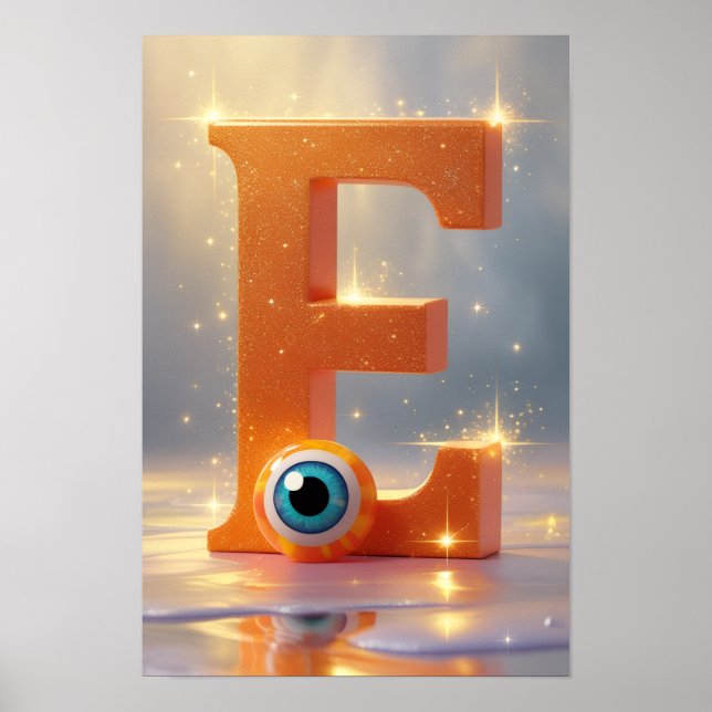 Póster Halloween Letter E Monster Eye Classroom Wall Art  (Frente)