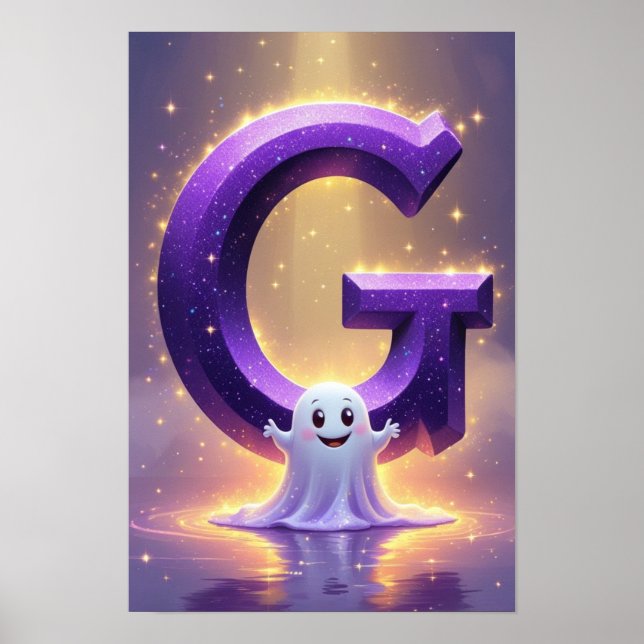 Póster Halloween Letter G Cute Ghost Kids Art Poster (Frente)