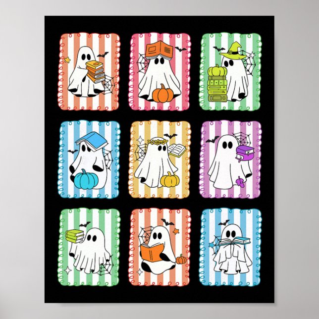 Póster Halloween Libra, profesor de libros de lectura pre (Frente)