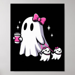 Póster Halloween lindo fantasma vagando perro fantasmagór