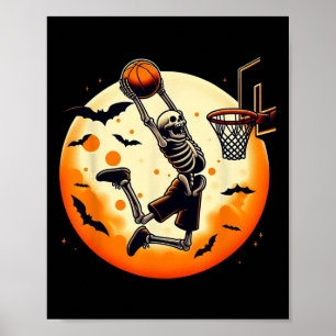 Póster Halloween masculino esqueleto Baloncesto Halloween