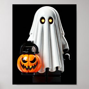 Póster Halloween Master Builder Ghost Kids Building Block