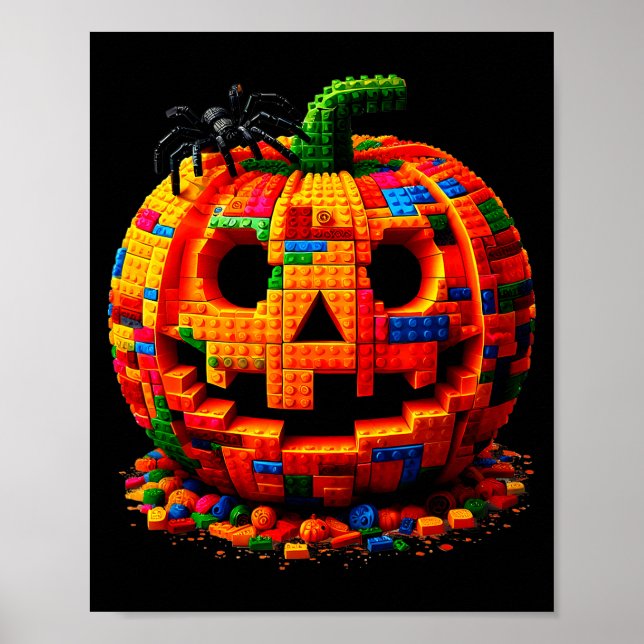 Póster Halloween Master Builder Pumpkin Kids Building Blo (Frente)