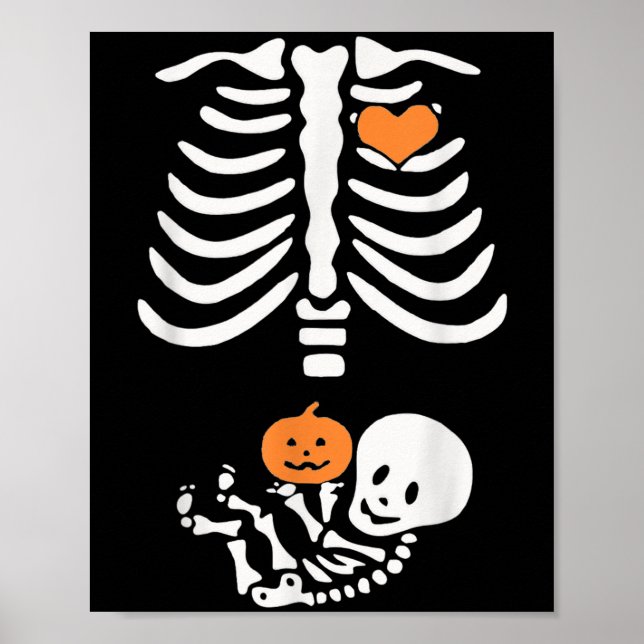 Póster Halloween Maternity Skeleton Baby Heart Pregnancy  (Frente)