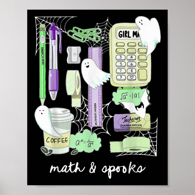 Póster Halloween Math Teacher Ghosts Trig Or Treat Studen (Frente)