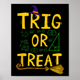 Póster Halloween Math Teacher Trig O Trate La Escuela Est