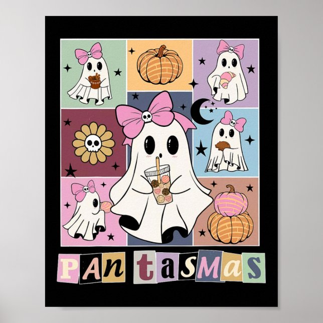 Póster Halloween mexicano Fantasma Conchas Cuestas (Frente)