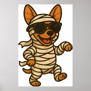 Póster Halloween mommy dog clipart PNG, adorable ilusión 