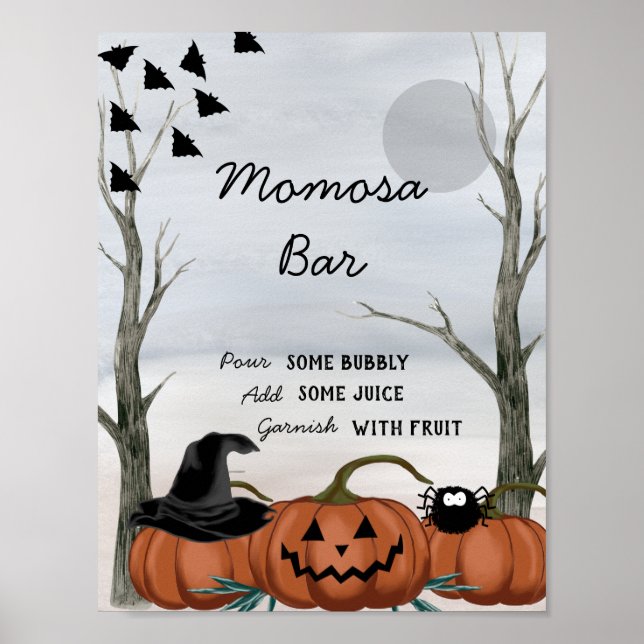 Póster Halloween Momosa Bar Rótulo, Halloween Baby Shower (Frente)