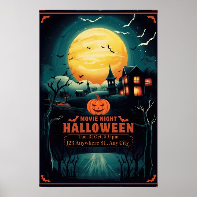 Póster Halloween Movie Night Poster (Frente)