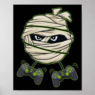 Póster Halloween Mummy Video Gamer Controla a niños