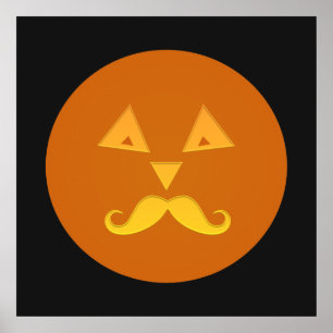 Póster Halloween Mustache poster de calabaza