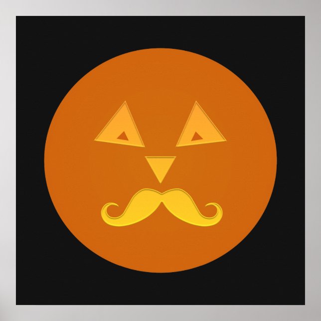 Póster Halloween Mustache poster de calabaza (Frente)