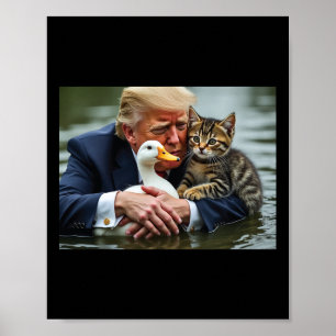 Póster Halloween, Navidades de memes de gato y pato de Tr