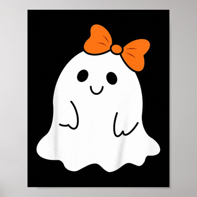 Póster Halloween, niño Fantasma De Halloween Con Un Hallo (Frente)