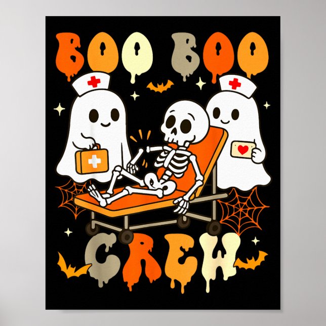Póster Halloween Nurse Boo Boo Crew Ghost Doctor Paramedi (Frente)