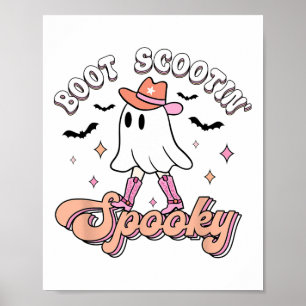 Póster Halloween occidental retro lindo fantasma gracioso