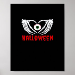Póster Halloween ocular - Corazón de manos para esqueleto