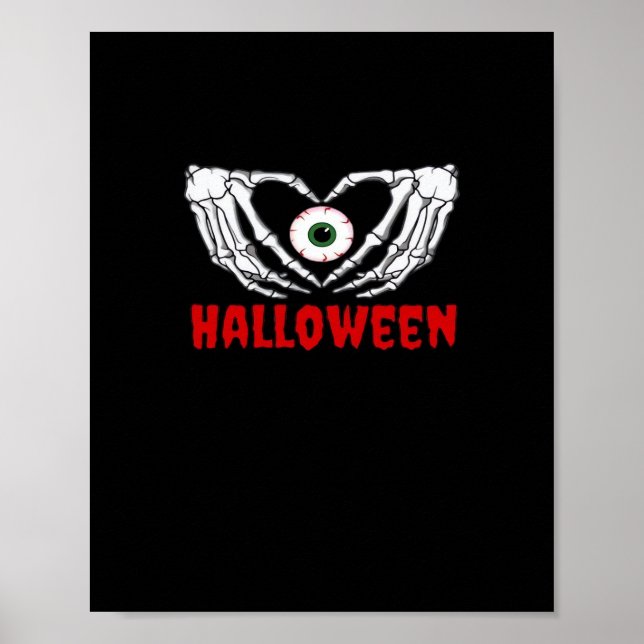 Póster Halloween ocular - Corazón de manos para esqueleto (Frente)