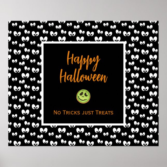 Póster Halloween ojos espeluznantes galleta verde sin tru (Frente)