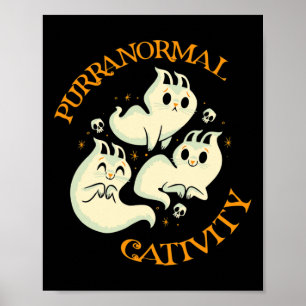 Póster Halloween otoño diversión curiosa catividad purran