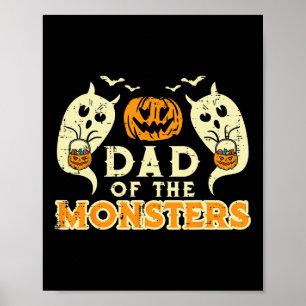 Póster Halloween Papá De Los Monstruos Gracioso Papel De