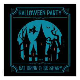 Póster HALLOWEEN PARTY, COME, BEBE Y TEME Halloween