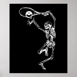 Póster Halloween Party Funny Pickleball Skeleton Player