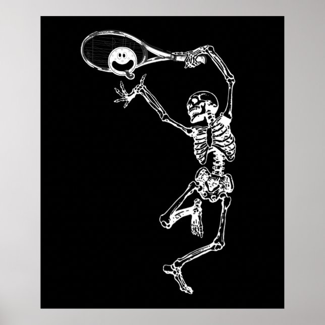 Póster Halloween Party Funny Pickleball Skeleton Player (Frente)