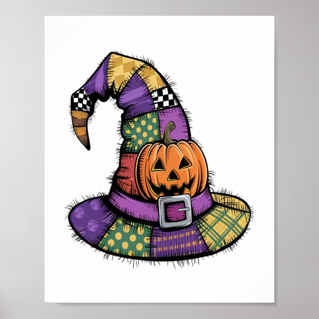 Póster Halloween Patchwork Witch Gorra Spooky (Frente)