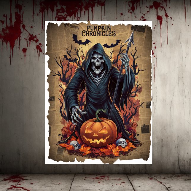 Póster Halloween, periódico de estilo vintage Grim Reaper (Subido por el creador)