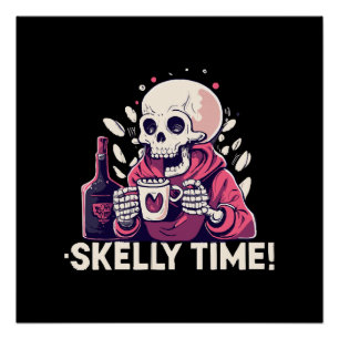 Póster halloween pero es hora de skelly