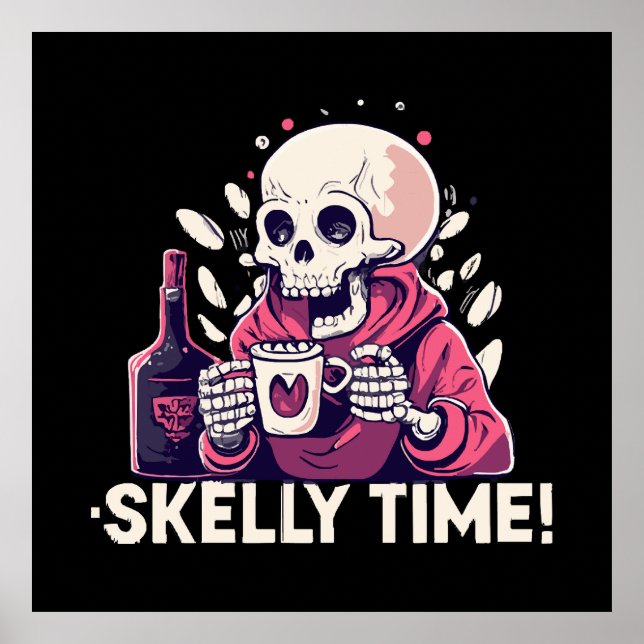 Póster halloween pero es hora de skelly (Frente)
