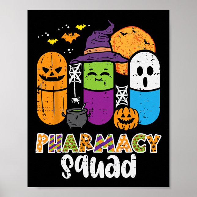 Póster Halloween Pharmacy Squad PIlls Farmacéutico (Frente)