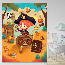 Póster Halloween Pirate Treasure Hunt AI Generative