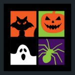 Póster Halloween Pop Art Calabaza Negro Cat Spider Ghost<br><div class="desc">Araña de gato negro de calabaza y arte pop de halloween fantasma. Divertido diseño de disfraces de Halloween para usar cuando te vas a Trick o Treat. Esta extraña y espeluznante mercancía es ideal para una espeluznante fiesta de Halloween de noche con temible fantasma o tema de la película de...</div>