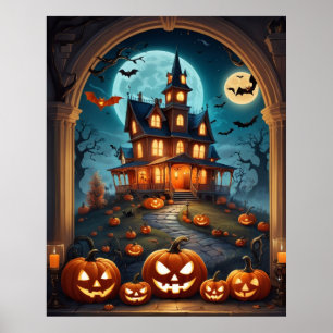 Póster Halloween poster 2024 , calabaza, miedo, halloween