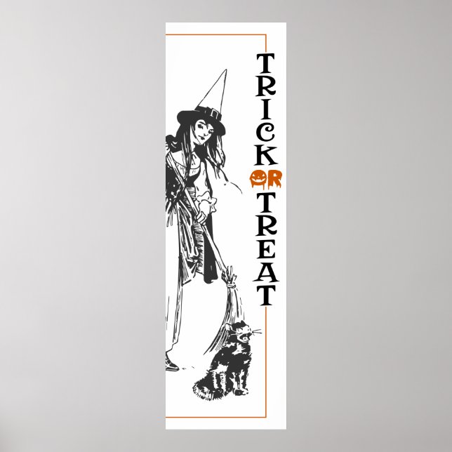 Póster Halloween | Puertas de bruja y gato o trato (Frente)