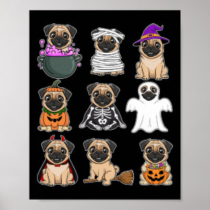 Póster Halloween Pug Costume Spookme Ghost Pumpkin Pug Ha
