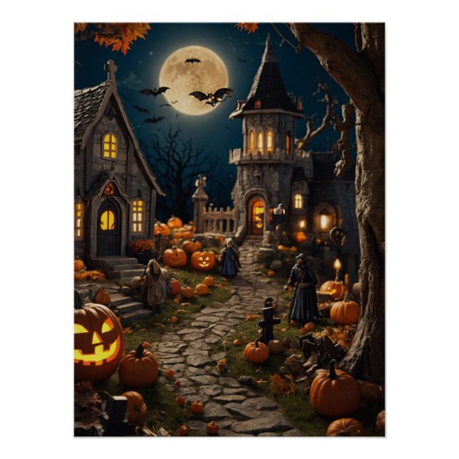 Póster Halloween Pumpkin Village (Anverso)
