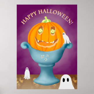 Póster Halloween Pumpkin whimsical and spooky