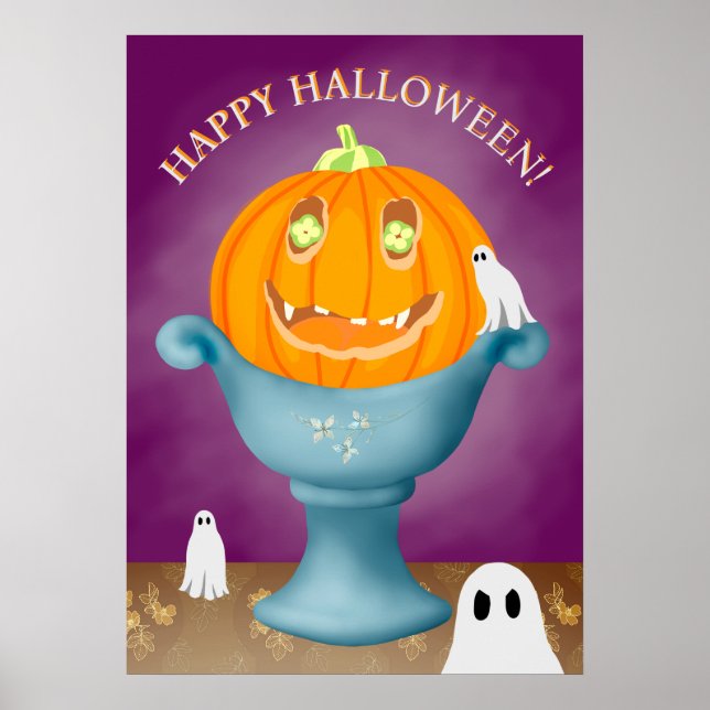 Póster Halloween Pumpkin whimsical and spooky  (Frente)