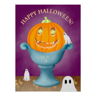 Póster Halloween Pumpkin whimsical and spooky