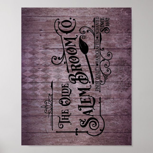Póster Halloween Purple Grunge Gothic Salem Broom Company (Frente)