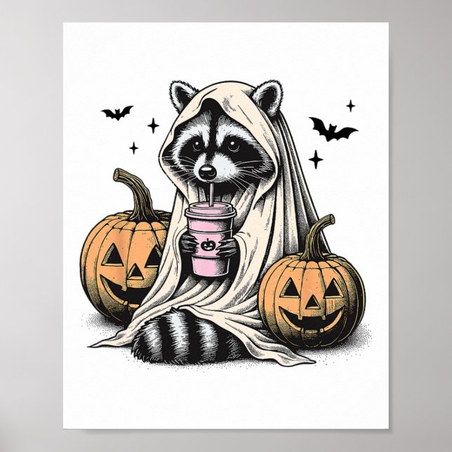 Póster Halloween Raccoon Ghost (Frente)