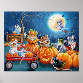 Póster Halloween ratones en la acuarela del parche de cal